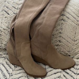 Knee high wedge boots